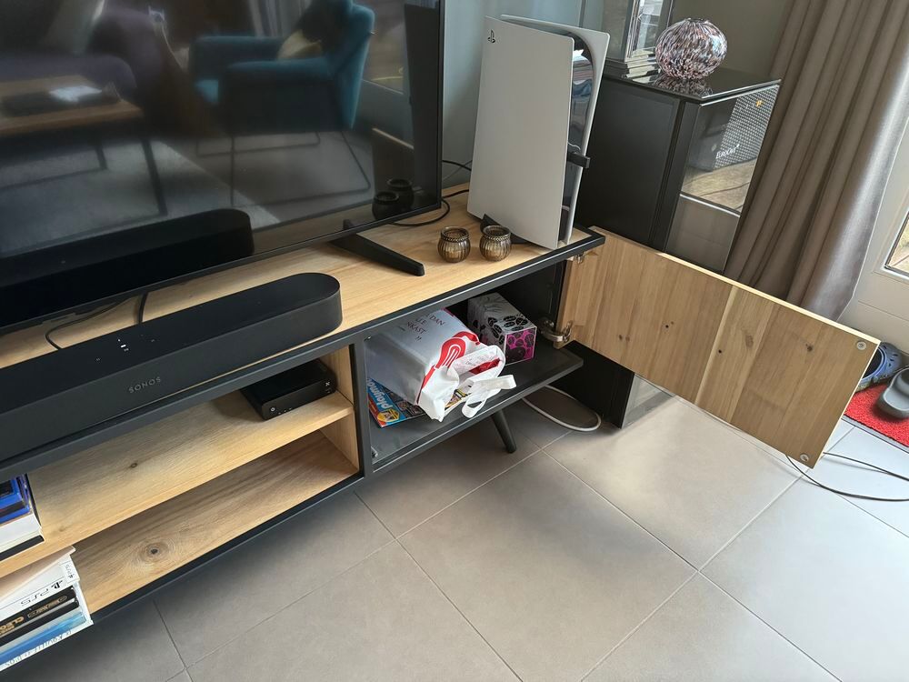 Meuble TV bois m&eacute;tal 190 cm Meubles