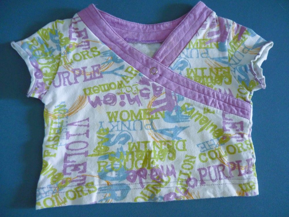t-shirt b&eacute;b&eacute; fille 24 mois cache coeur manches courtes TBE Vêtements enfants