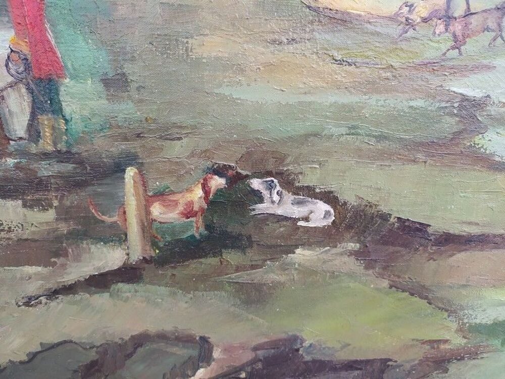 Tableau Chasse V&eacute;nerie La Table du Roi Sign&eacute; Lhermite 
