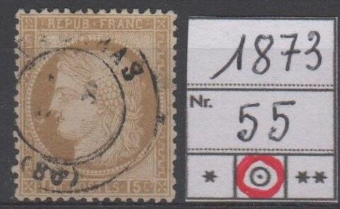 TIMBRE de FRANCE
1873
OBLITERE 2 Caumont (09)