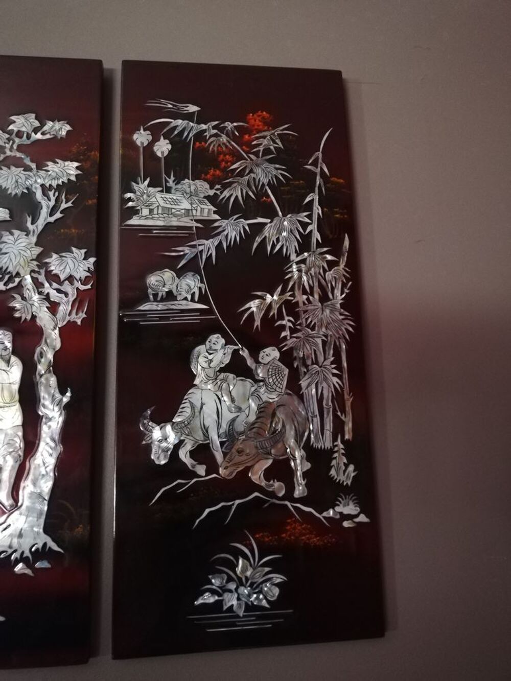 Tableaux laqu&eacute; incrust&eacute; de nacre vietnamien 