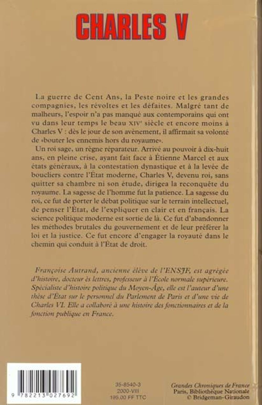 Charles V - Le Sage, par Fran&ccedil;oise AUTRAND - Editions Fayard Livres et BD