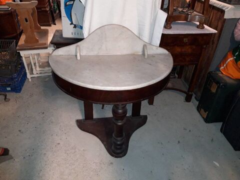 Console ancienne demi-lune Anglaise avec son marbre 85 Apremont (73)