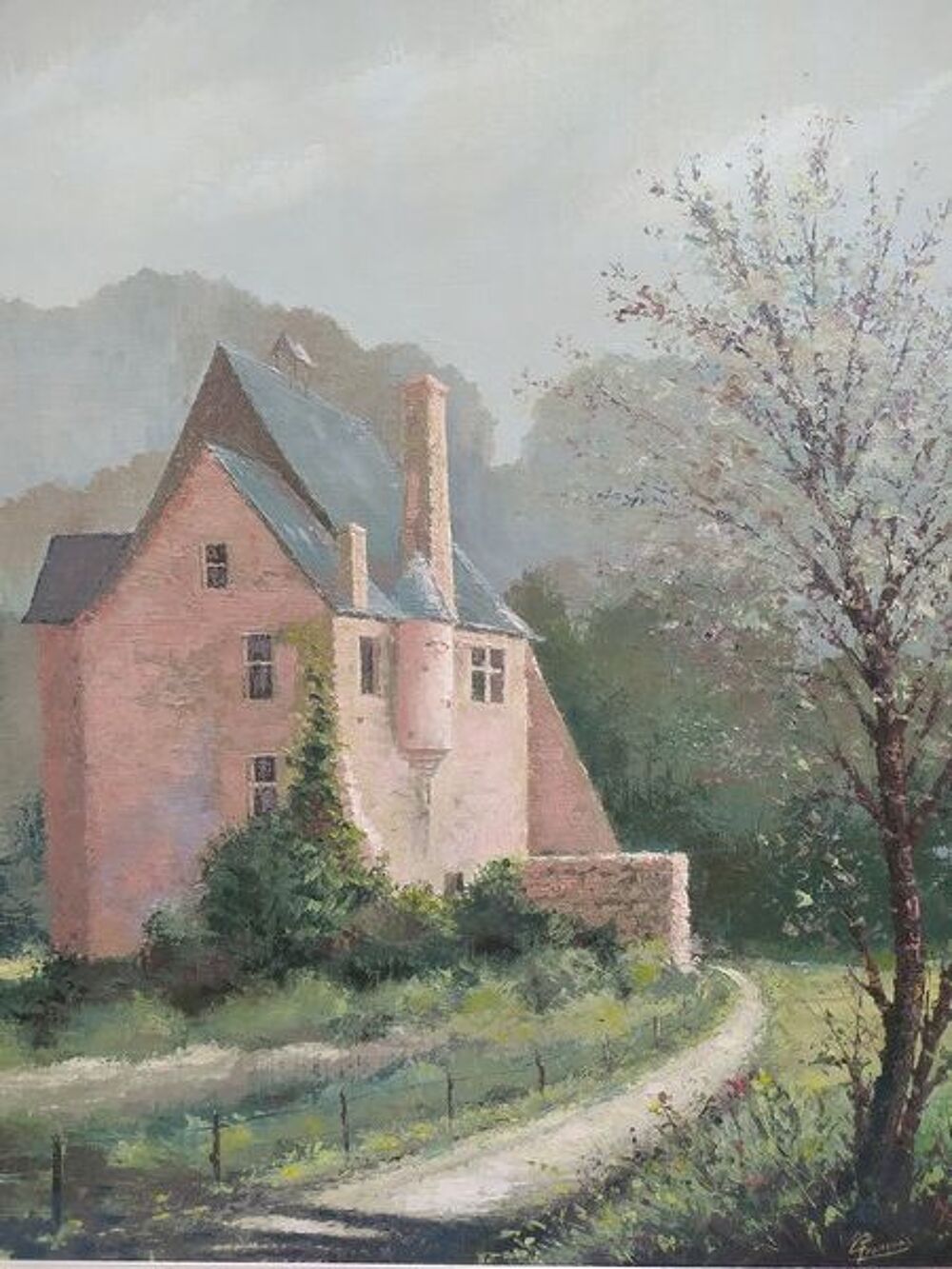Tableau Manoir Sign&eacute; G. Fran&ccedil;ois Peintre Tourangeau XXe 