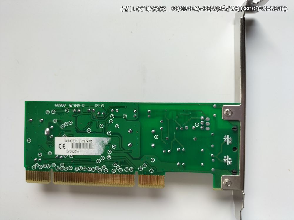 Carte Modem/Fax "&nbsp;Vintage&nbsp;" Olitec V92 Ready en slot PCI Matériel informatique