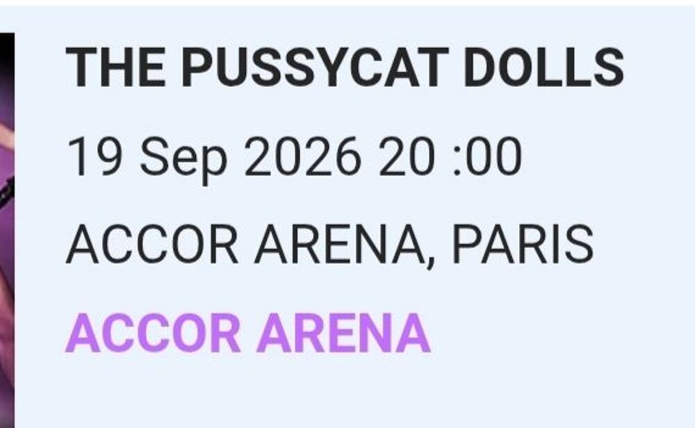 5 places cat.1 Pussycat Dolls &agrave; Paris le 19/09/26 Billetterie