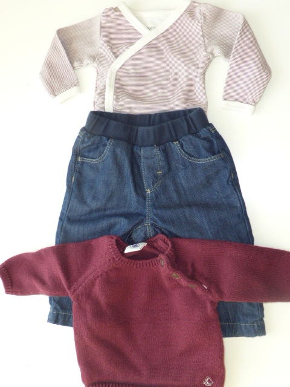 Petit Bateau ensemble jean pull body 3 mois Vêtements enfants