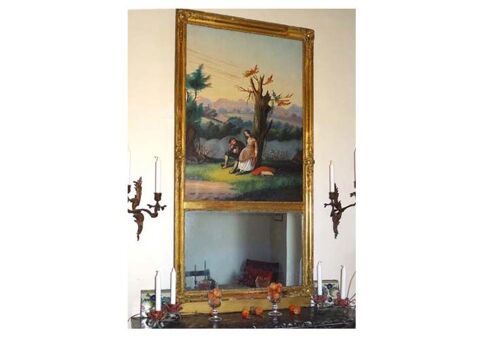 Trumeau ancien XIXme peinture  l'huile + miroir  420 Paris 4 (75)