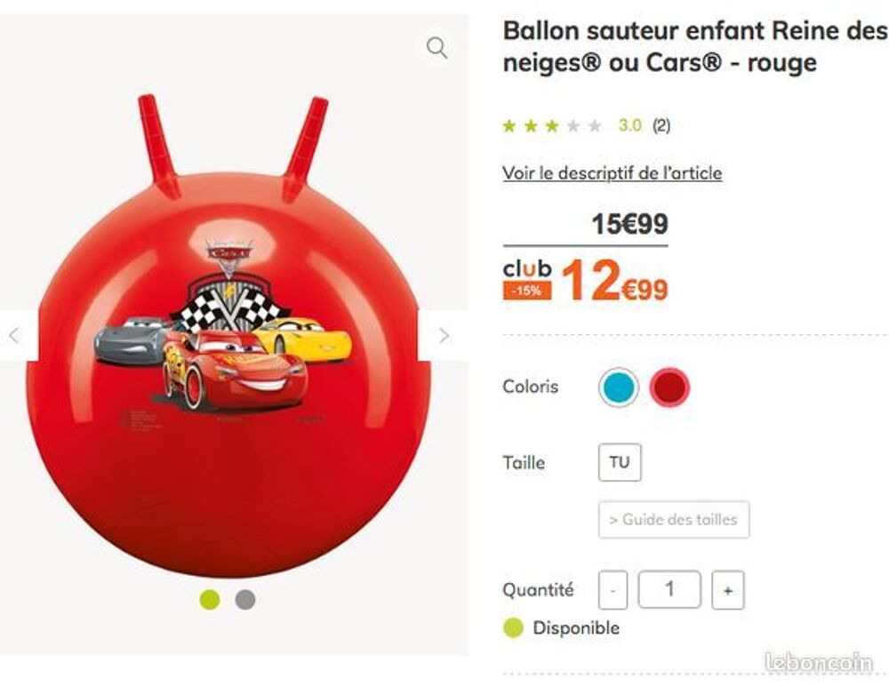Ballon sauteur enfant Cars&reg; - Jeux / jouets