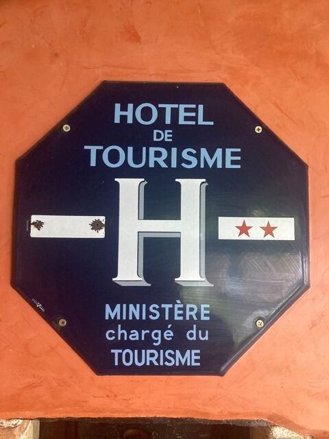 plaque émaillée ancienne    Hotel de tourisme   2 étoile  80 Belleville (69)