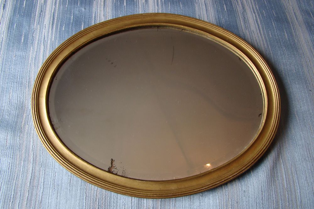 Ancien miroir ovale biseaut&eacute; - ann&eacute;es 1920 Décoration