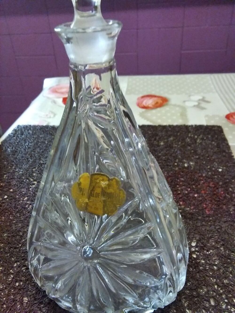 carafe a liqueur cristal de Bavi&egrave;re Décoration