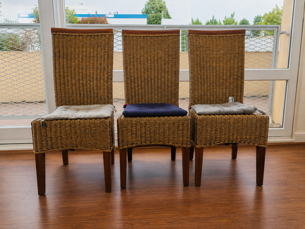 Lot de 3 chaises en rotin, style colonial Meubles
