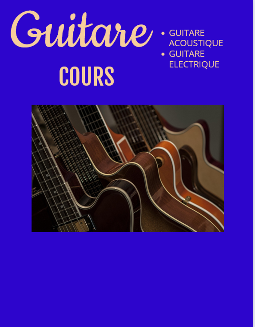   cour de guitare acoustique électrique  , 
