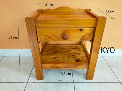Table chevet-nuit bois naturel, chambre adulte enfant tiroir 19 Foncine-le-Haut (39)