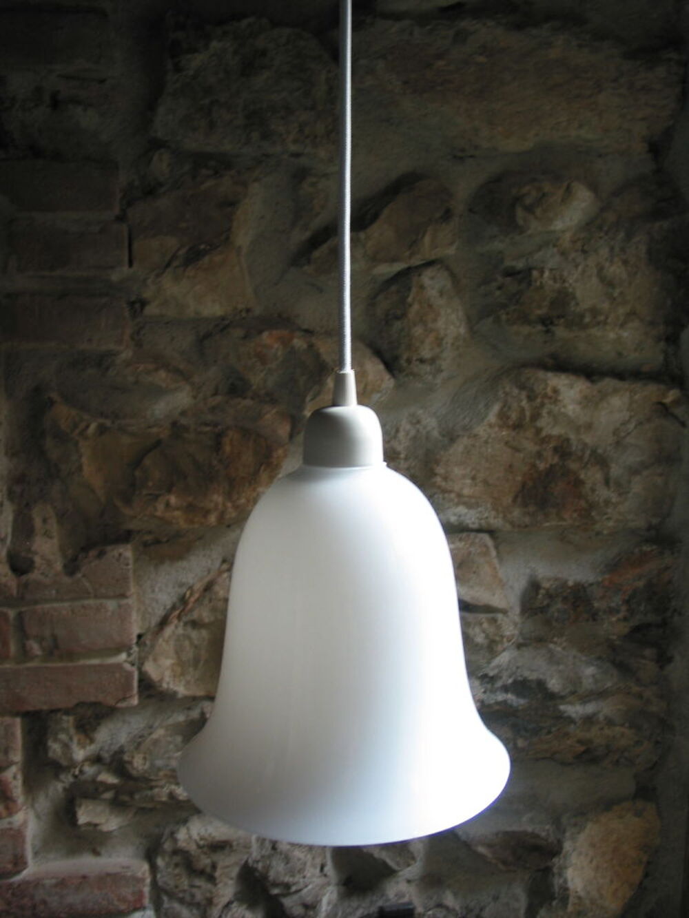 Lustre suspension art d&eacute;co vintage 1950 tulipe cloche avec c Décoration