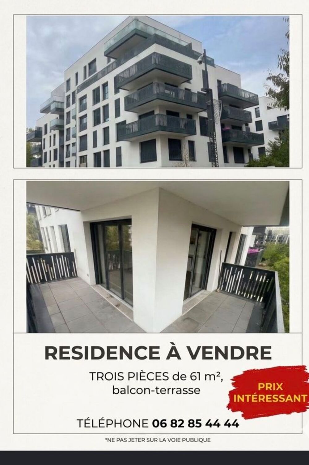 Vente Appartement un 3 pièces avec balcon terrasse Noisy-le-sec