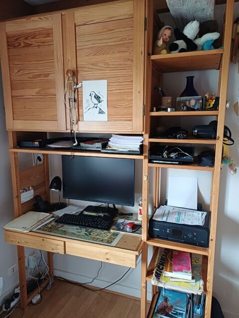 ENSEMBLE BUREAU COLONNE AVEC COLONNE A ETAGERES EN PIN MASSI 140 Beaujeu-Saint-Vallier-Pierrejux-et-Quitteur (70)