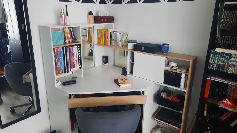 Bureau d'angle bois/blanc Meubles