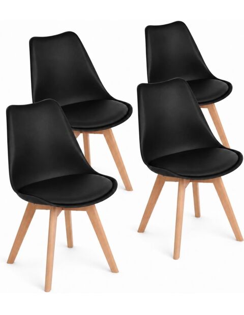 Lot de 4 chaises noires pieds bois Conflans-Sainte-Honorine (78)