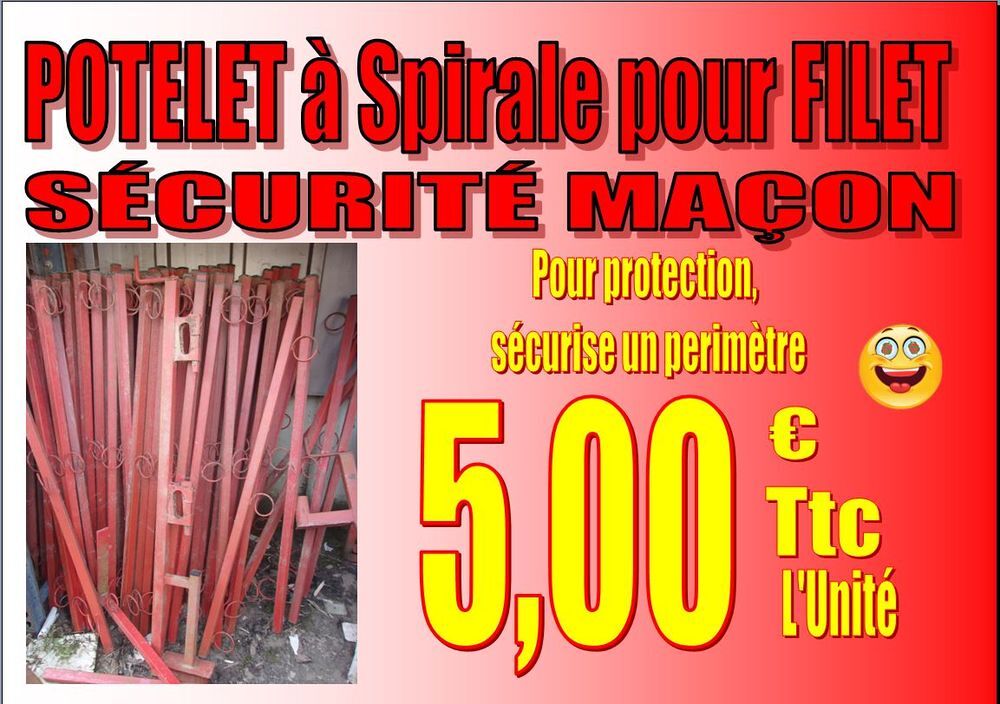 POTELET &agrave; planches ou &agrave; Spirale pour filet- S&eacute;curit&eacute; ma&ccedil;on Bricolage