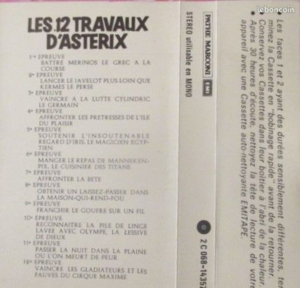 Cassette audio "Les 12 travaux d'Ast&eacute;rix" CD et vinyles