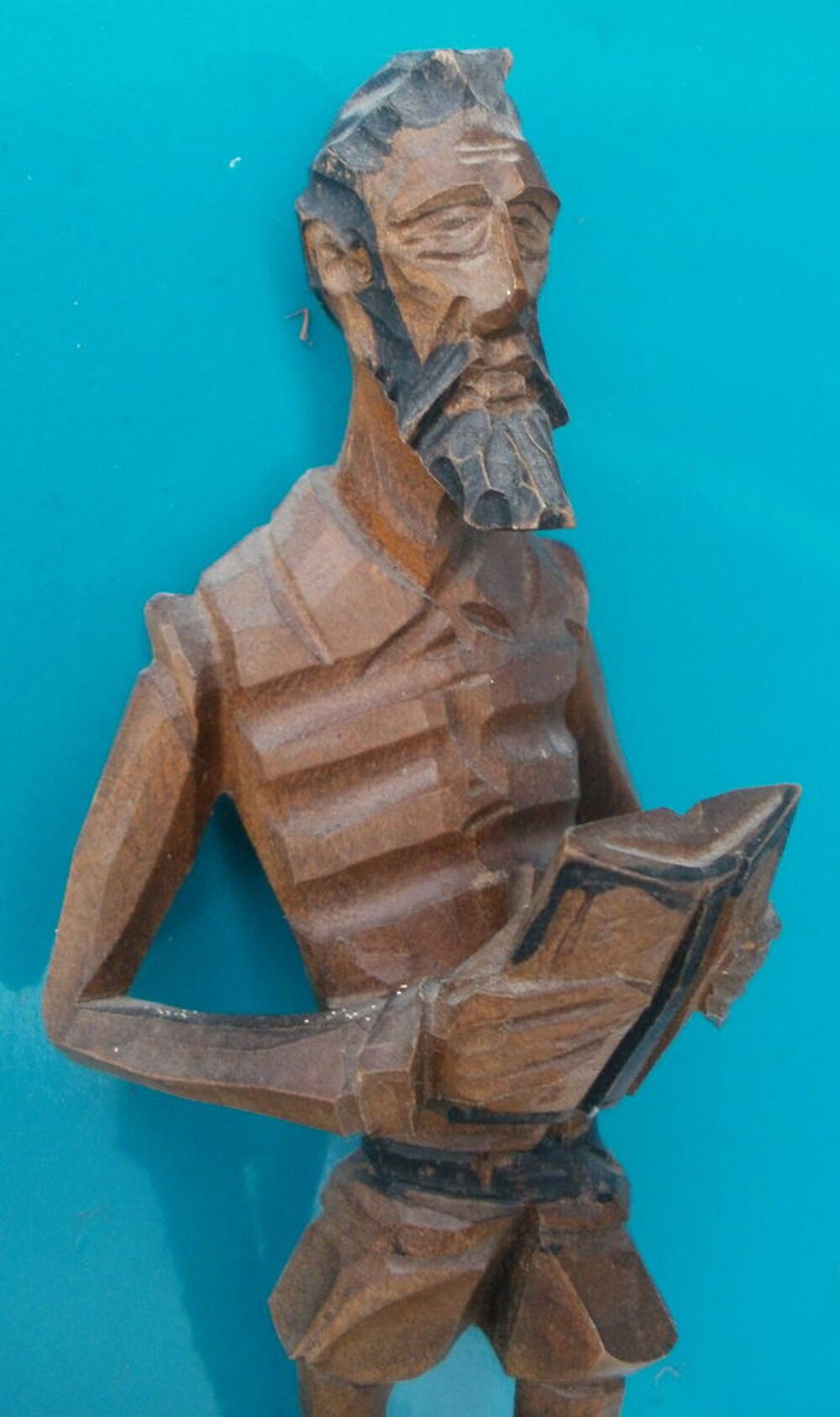 Statuette DON QUICHOTTE en bois estampill&eacute;e OURO H 21 CM Décoration