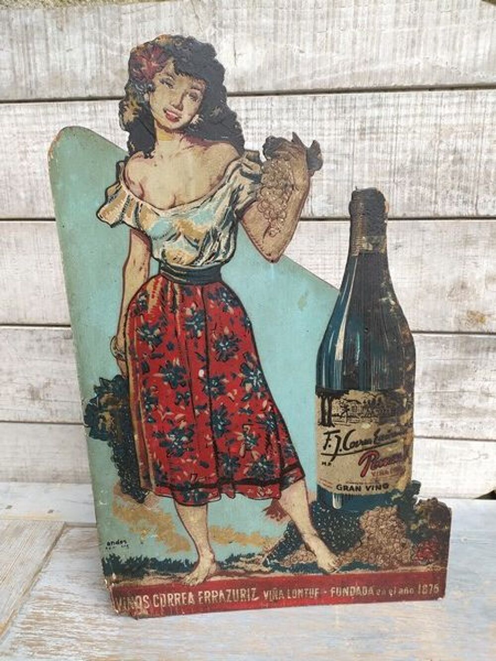 Ancien PLV Publicitaire Vin Chili Correa Errazuriz ca1940 