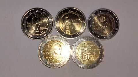 lot de 5 pi�ces 2 �, comm�morative, Luxembourg ,Portugal 22 Cr�hange (57)