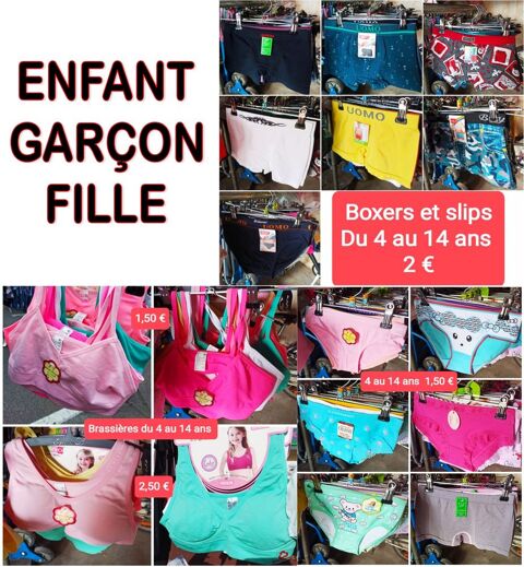 Sous vêtements homme femme enfant neufs à partir de 1,5€ 1 Saint-Jean-Pla-de-Corts (66)