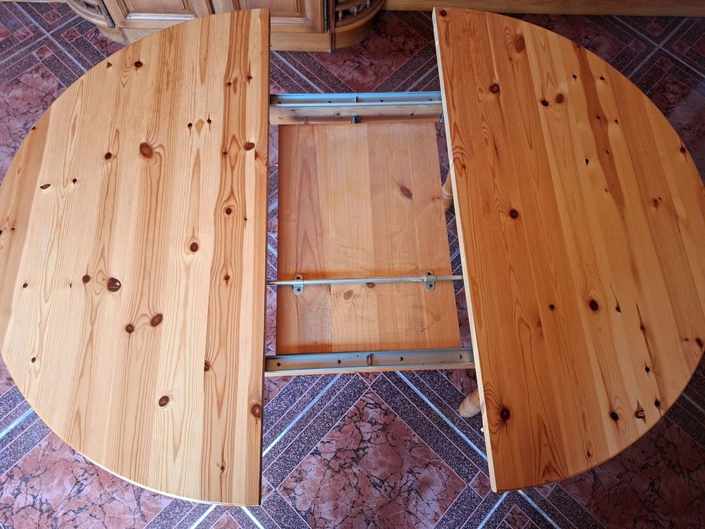 TABLE DE CUISINE/S&Eacute;JOUR RONDE, EN PIN MASSIF, AVEC RALLONGE Meubles