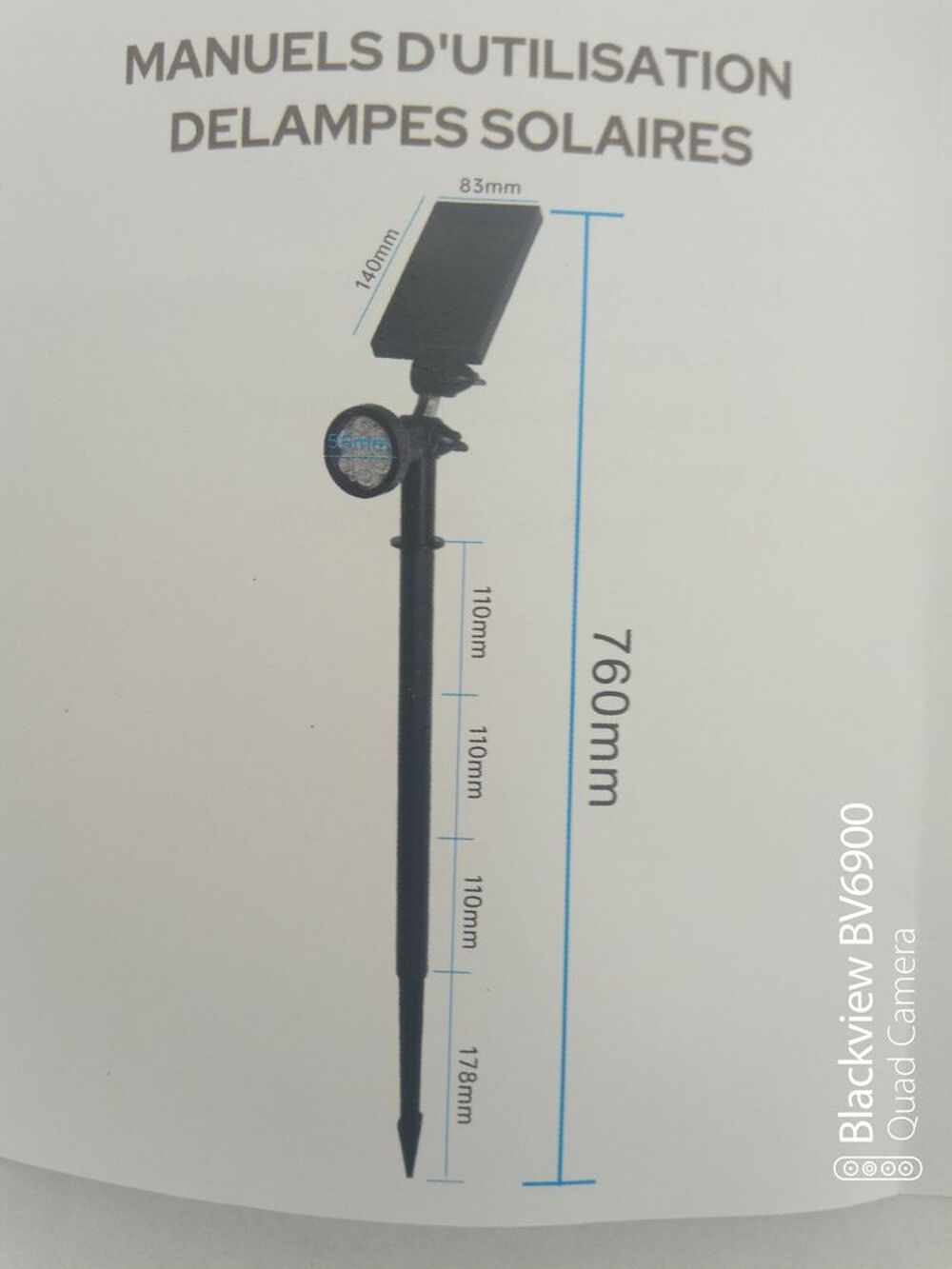 Piquets Solaires 7 Leds 1,6 W lumi&egrave;re blanche Jardin