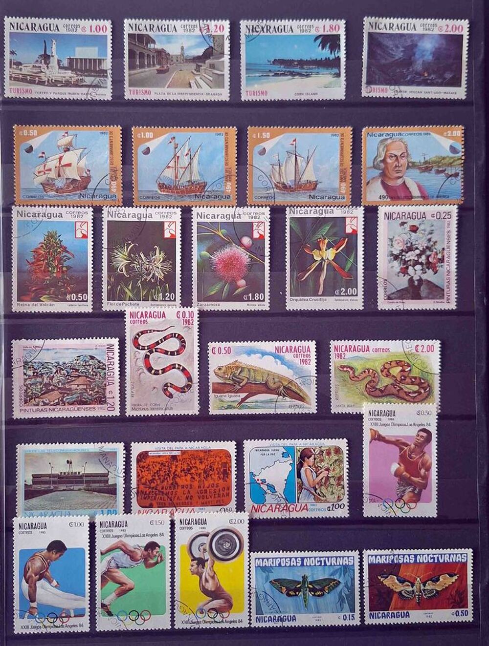 S&eacute;rie de timbres de collection du Nicaragua 