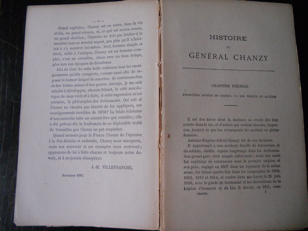 HISTOIRE du G&Eacute;N&Eacute;RAL CHANZY par J.M Villefranche 1889 Livres et BD