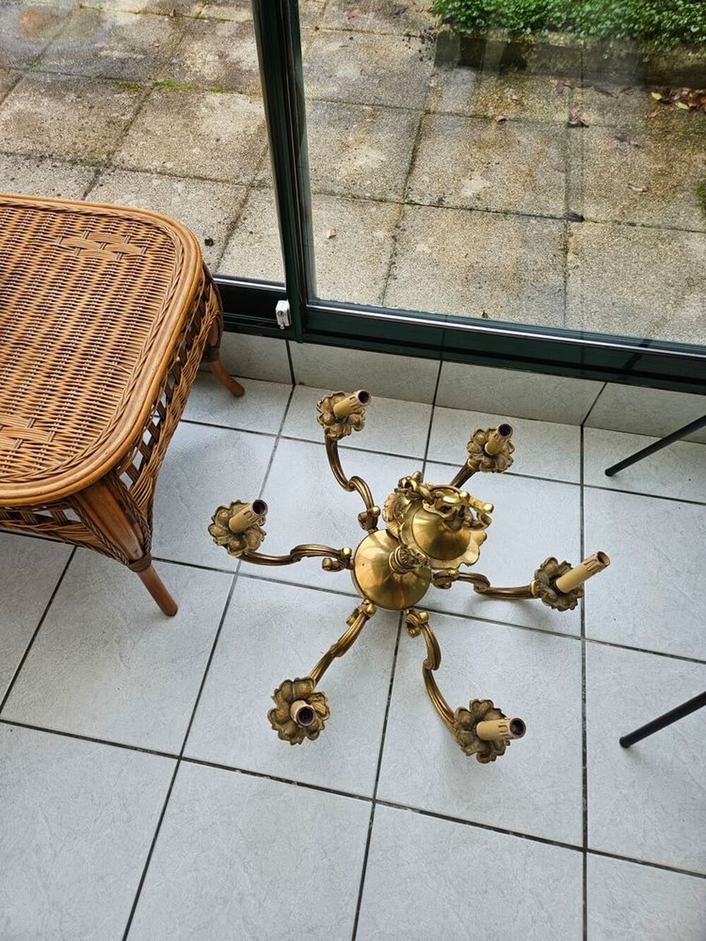 LUSTRE BRONZE VERITABLE 6 BRANCHES STYLE LOUIS XV Décoration