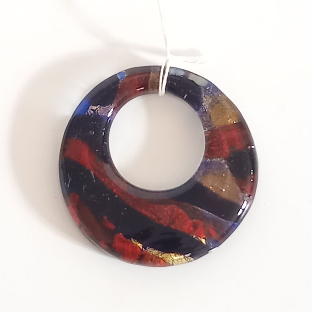 Jolie perle en verre de Venise avec effets dor&eacute;s rouge et o Bijoux et montres