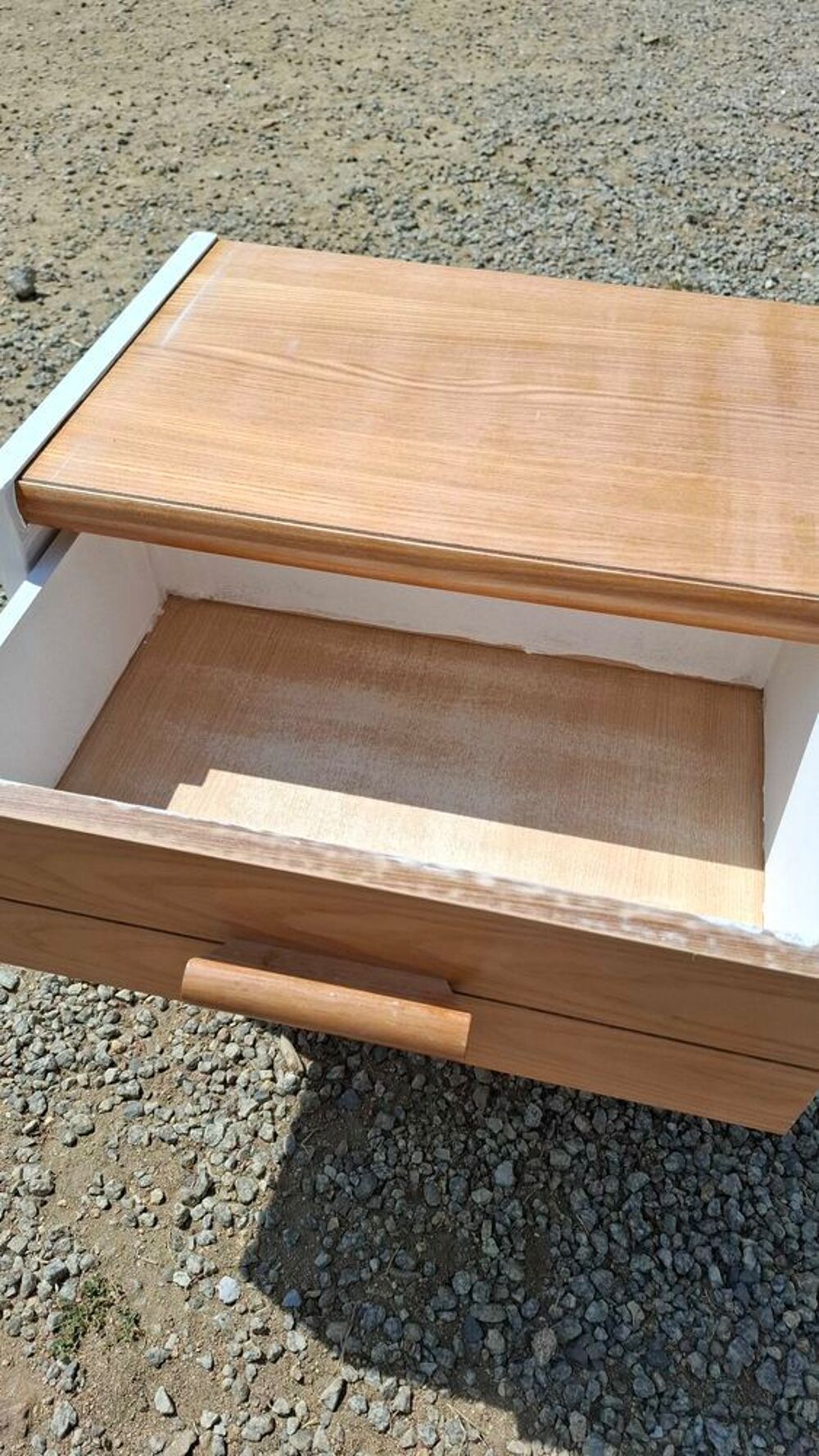 table de chevet blanc et bois Meubles