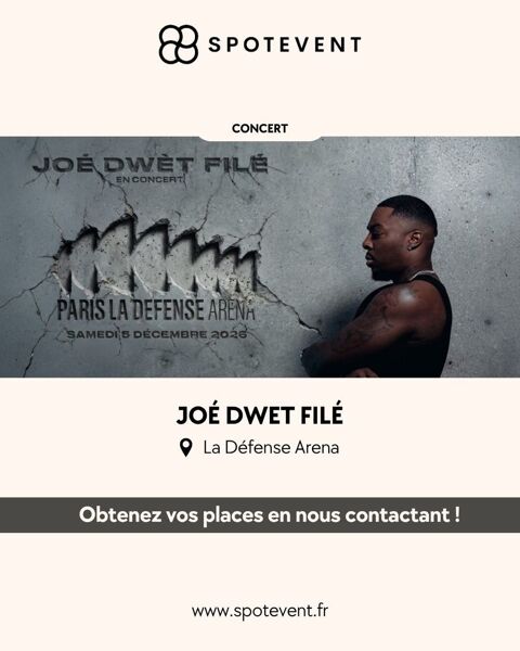Joé Dwet Filé - 2026 - Tickets / Places 210 Paris 18 (75)