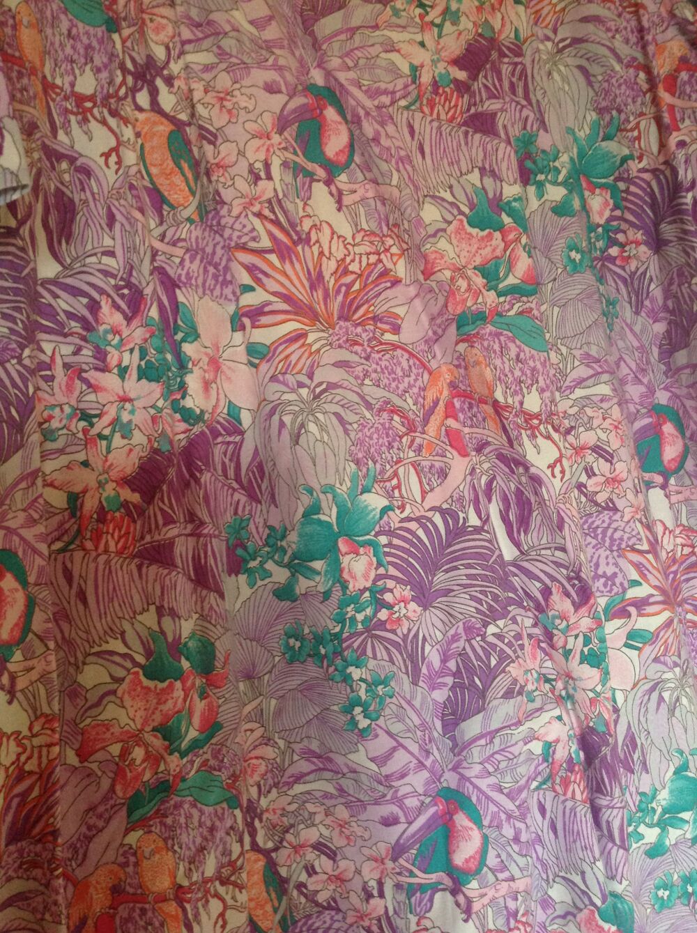 ROBE GRANDE TAILLE TON VIOLET MOTIF TROPICAL TOUCAN Envoi Po Vêtements
