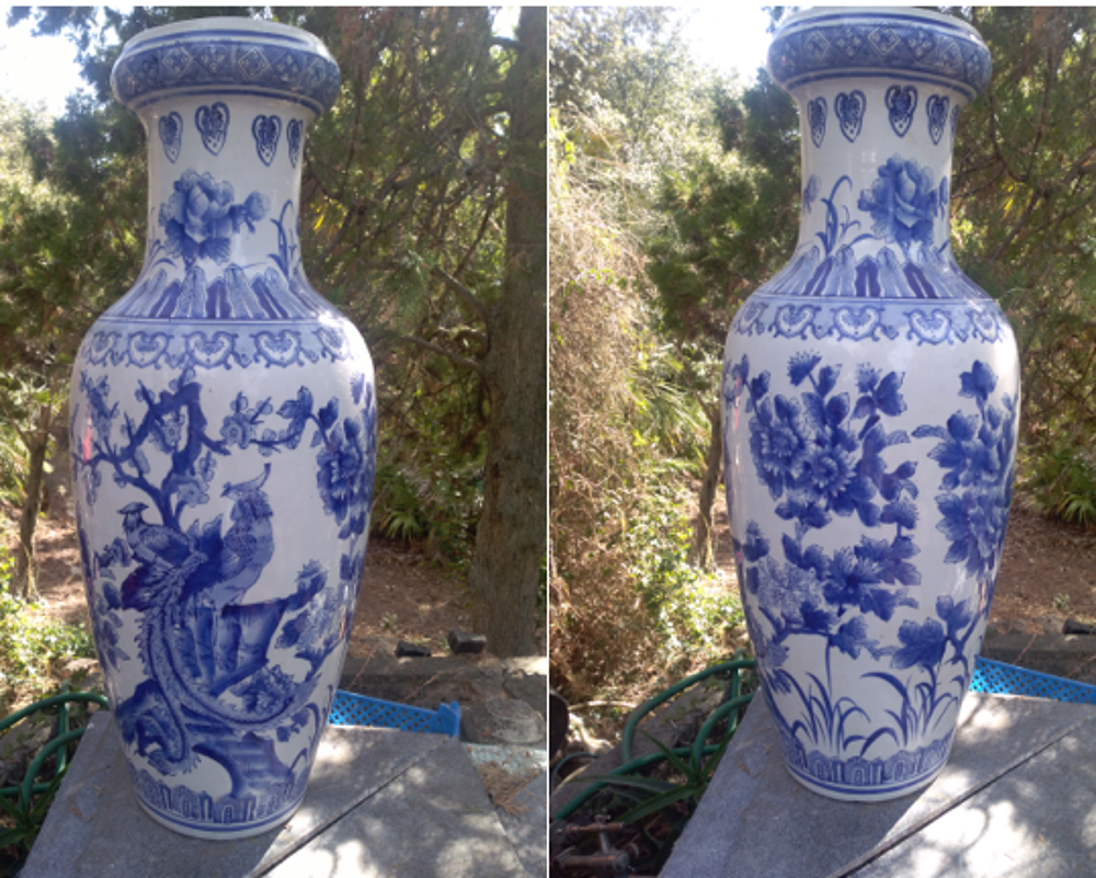 Vase asiatique bleu 90 cm de haut Dcoration