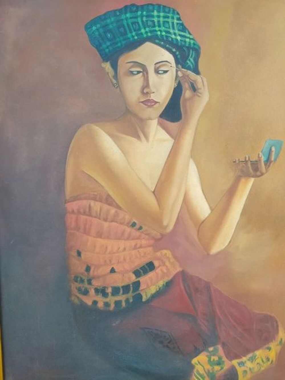 Tableau Portrait Femme se Fardant Dcoration
