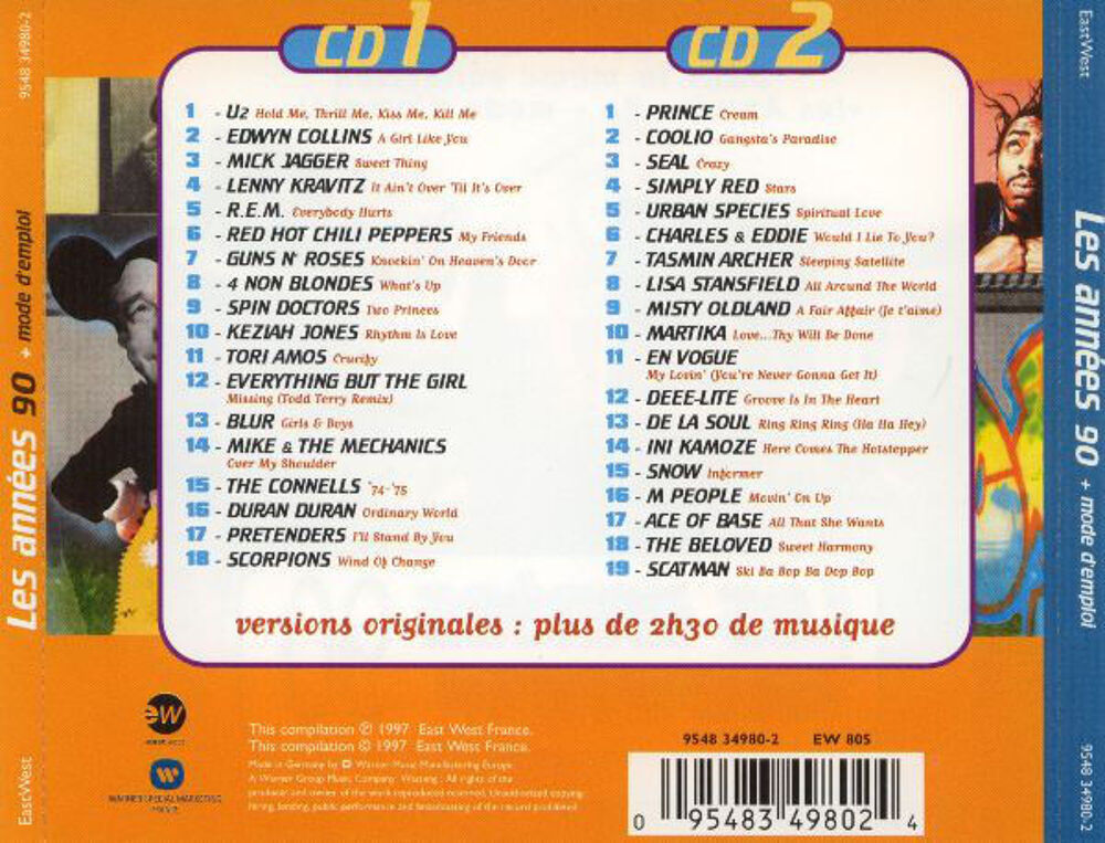 coffret 2 cd Les Ann&eacute;es 90 + Mode D'Emploi (etat neuf) CD et vinyles