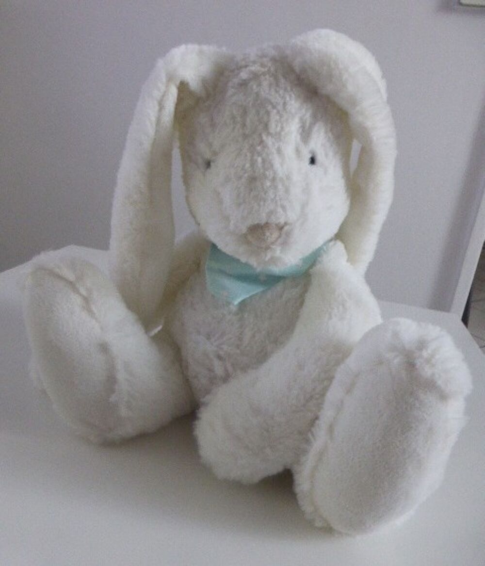 peluche lapin blanc foulard bleu etoiles CYRILLUS Jeux / jouets