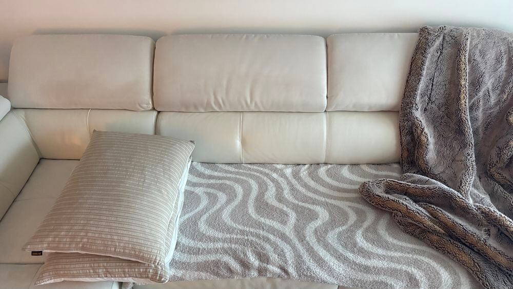 Canap&eacute; d'angle Home Salon cuir blanc - 3m - Tr&egrave;s spacieux - Meubles
