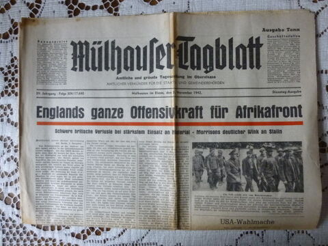 2 ANCIENS JOURNAUX DE LA GUERRE 39/45 . ALSACE .  RARE . 7 Urbs (68)