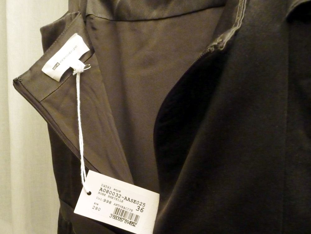 Robe en 100% Soie Anthracite &agrave; Bretelles- Ath&eacute; Vanessa Bruno Vêtements