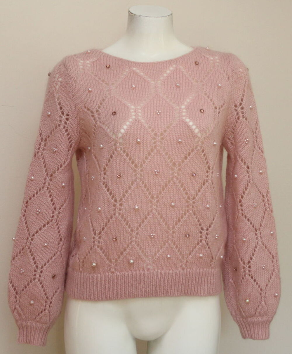 Pull mohair perles et strass rose SEZANE T.S soit 36/38 Fr Vêtements