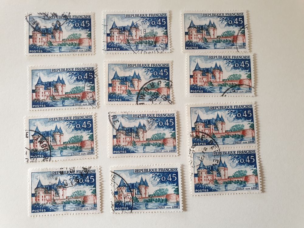 Timbre France 1961 Sully sur Loire 0.45 f. -lot 0.40 euro 