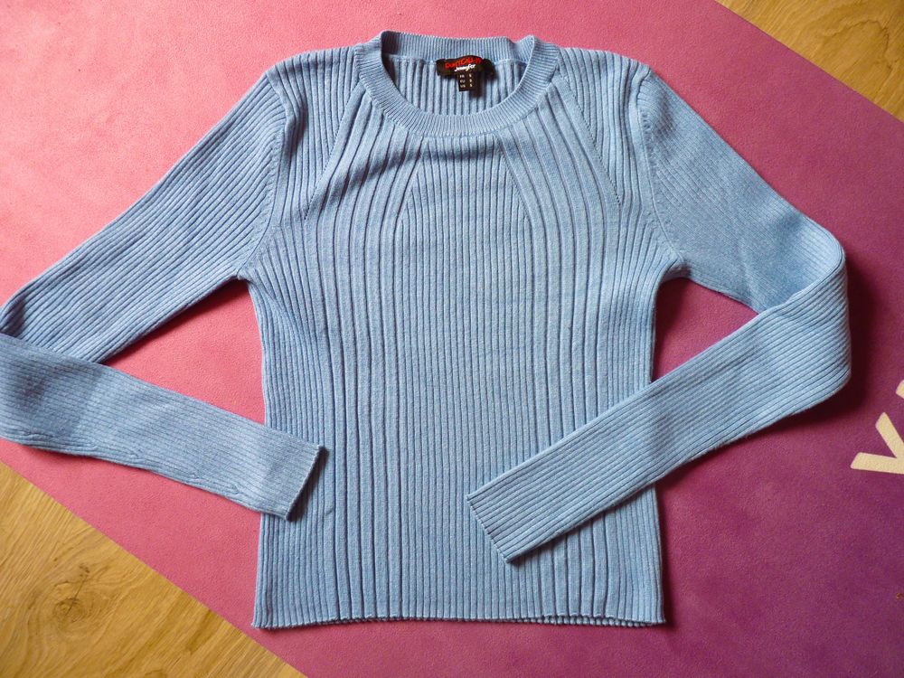 Lot 2 Pulls Femme Jennyfer 36 S bleu ciel TBE manches longue Vêtements