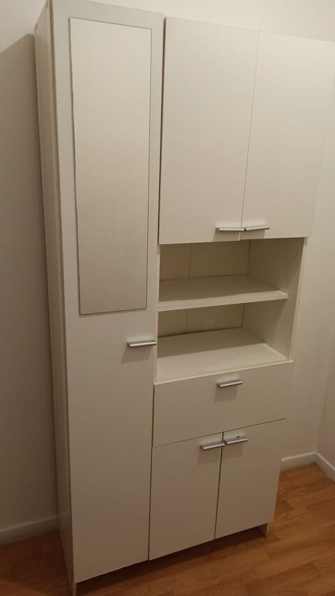 Colonne armoire salle de bain 6 portes dcor mlamine blanc 120 Beuvrages (59)